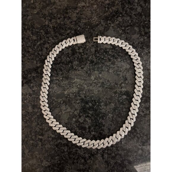 Brooklyn Exchange Mens Cubic Zirconia Stainless Steel Cuban Link Chain Necklace - Picture 15 of 16